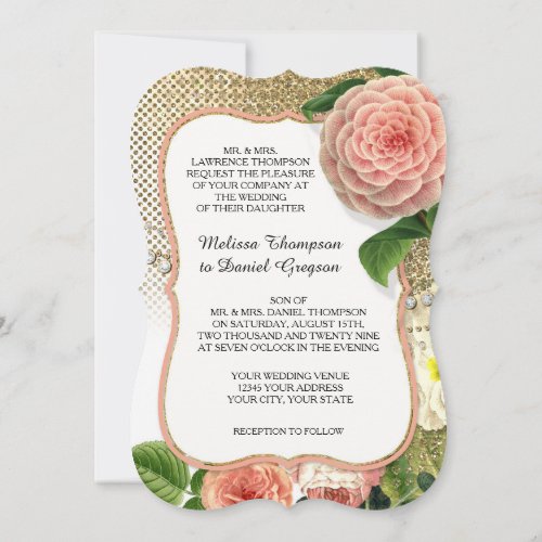 Vintage English Roses Glam Old Hollywood Regency Invitation