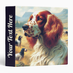 Vintage English Setter Oil Painting 3 Ring Binder