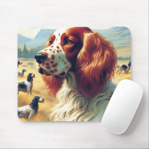 Vintage English Setter Oil Painting Mouse Pad