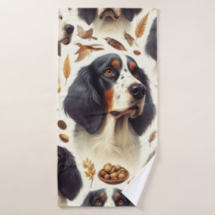 Vintage English Setter Seamless Bath Towel