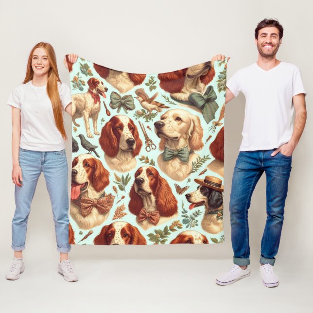 Vintage English Setter  Seamless Fleece Blanket (In Situ)