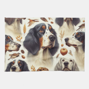 Vintage English Setter Seamless Kitchen Towel