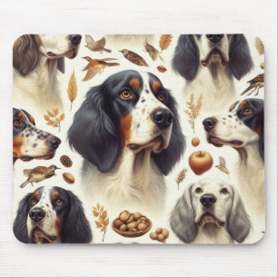 Vintage English Setter Seamless Mouse Pad