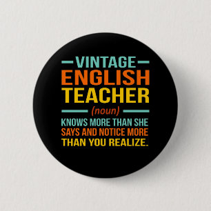 Vintage English Teacher Definition Language Button