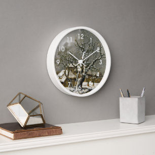 Vintage English Winter Landscape print Clock
