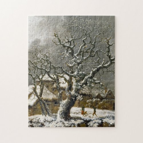 Vintage English Winter Landscape print Jigsaw Puzzle