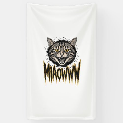 Vintage Engraved Angry Cat MIAOWWW Vector Design_1 Banner