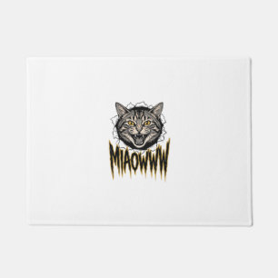 Vintage Engraved Angry Cat MIAOWWW Vector Design_1 Doormat