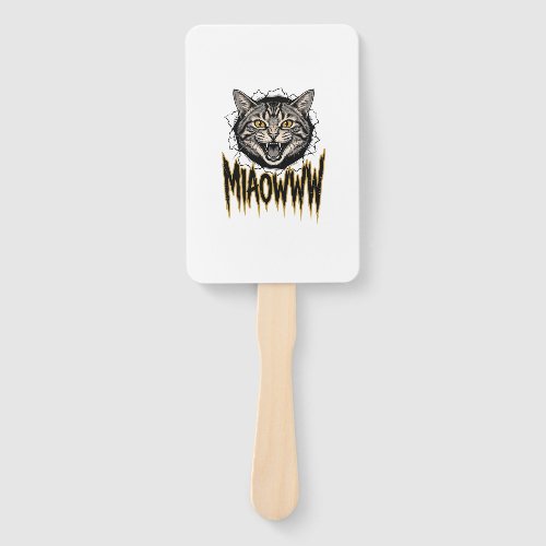 Vintage Engraved Angry Cat MIAOWWW Vector Design_1 Hand Fan