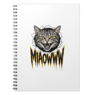 Vintage Engraved Angry Cat MIAOWWW Vector Design_1 Notebook