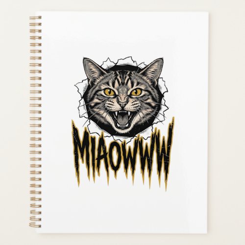 Vintage Engraved Angry Cat MIAOWWW Vector Design_1 Planner