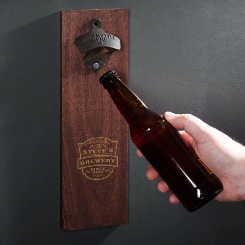 Vintage Engraved Beer Lover Wooden Bottle Opener