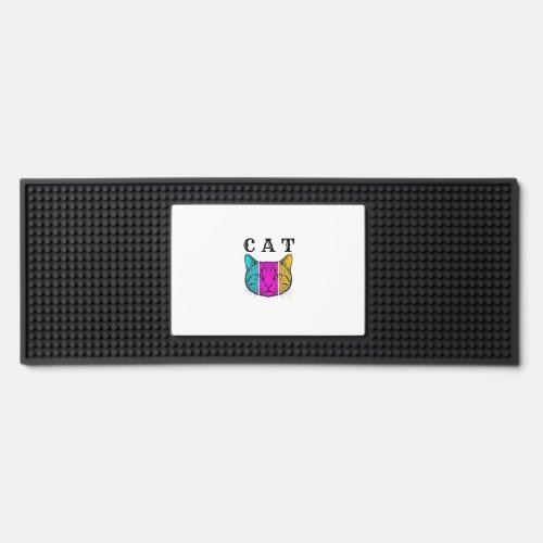 Vintage Engraved Cat Color Block Graphic Design_1 Bar Mat