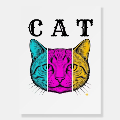 Vintage Engraved Cat Color Block Graphic Design_1 Foam Board