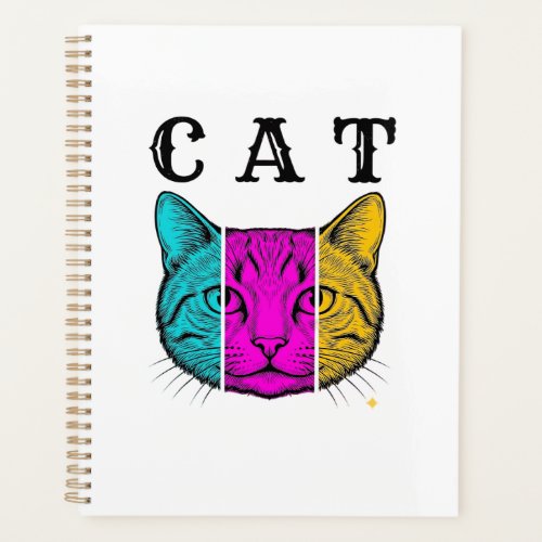 Vintage Engraved Cat Color Block Graphic Design_1 Planner