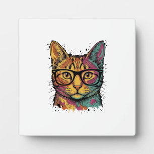 Vintage Engraved Cat With Glasses Vector Design_1 Plaque
