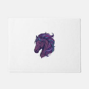 Vintage Engraved Colorful Horse Head Art Shirt_1 Doormat