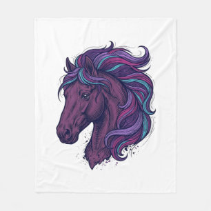 Vintage Engraved Colorful Horse Head Art Shirt_1 Fleece Blanket