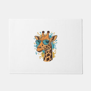 Vintage Engraved Cool Giraffe Sunglasses Shirt Des Doormat
