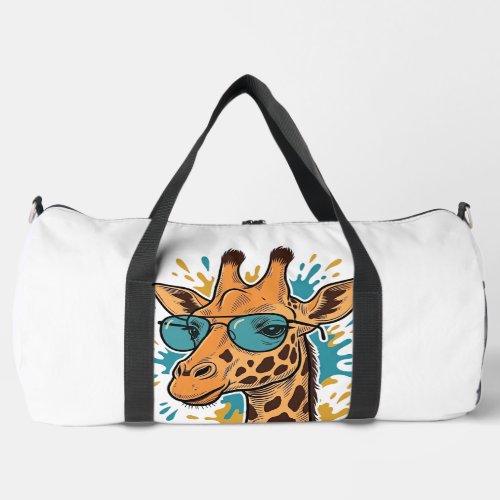 Vintage Engraved Cool Giraffe Sunglasses Shirt Des Duffle Bag