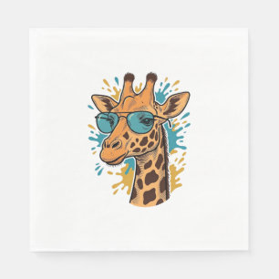 Vintage Engraved Cool Giraffe Sunglasses Shirt Des Napkins