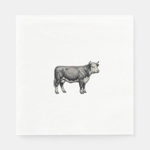 Vintage Engraved Cow Patriotic Flag Vector Design_ Napkins