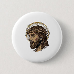 Vintage Engraved Crown of Thorns Portrait Shirt_1 Button