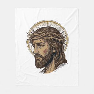 Vintage Engraved Crown of Thorns Portrait Shirt_1 Fleece Blanket
