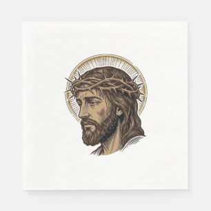 Vintage Engraved Crown of Thorns Portrait Shirt_1 Napkins