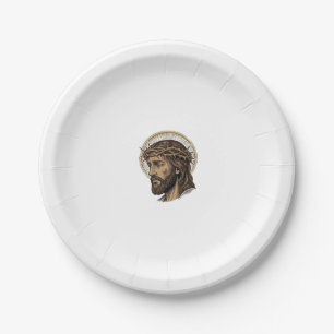 Vintage Engraved Crown of Thorns Portrait Shirt_1 Paper Plates