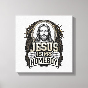 Vintage Engraved Crowned Holy Face Vector Design_1 Canvas Print