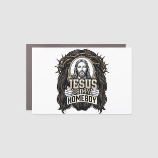 Vintage Engraved Crowned Holy Face Vector Design_1 Car Magnet