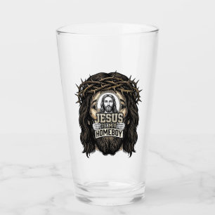 Vintage Engraved Crowned Holy Face Vector Design_1 Glass