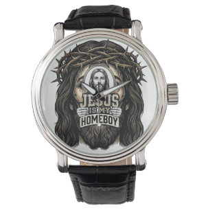 Vintage Engraved Crowned Holy Face Vector Design_1 Watch