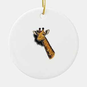Vintage Engraved Cute Giraffe Shirt Design_1 Ceramic Ornament