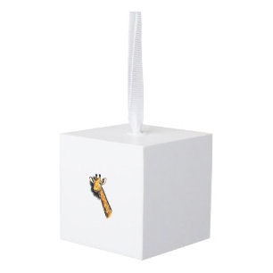 Vintage Engraved Cute Giraffe Shirt Design_1 Cube Ornament