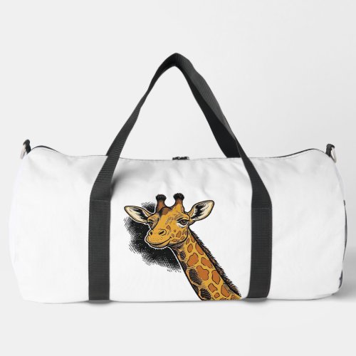 Vintage Engraved Cute Giraffe Shirt Design_1 Duffle Bag