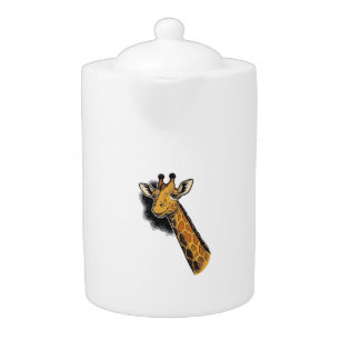 Vintage Engraved Cute Giraffe Shirt Design_1 Teapot