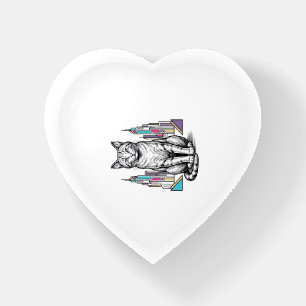 Vintage Engraved Cyber Cat City Vector Art_1 Paperweight