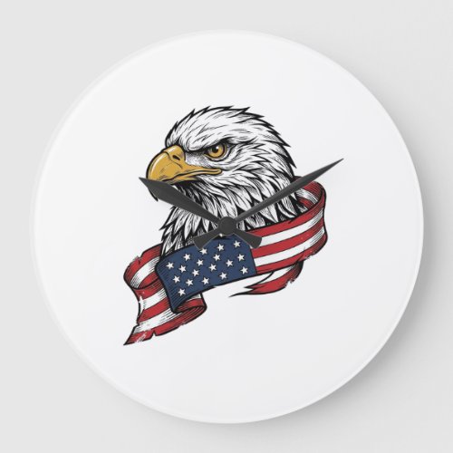 Vintage Engraved Eagle Patriotic Shirt Design_1 Large Clock