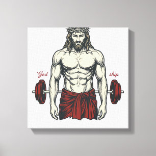 Vintage Engraved Faith Strength Graphic Design_1 Canvas Print