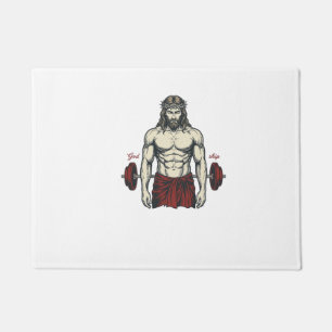 Vintage Engraved Faith Strength Graphic Design_1 Doormat