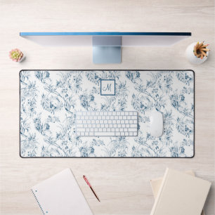 Vintage Engraved Floral Fantasy Toile/Monogram Desk Mat