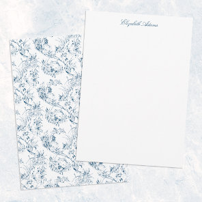 Vintage Engraved French Floral Fantasy Toile-Blue Note Card