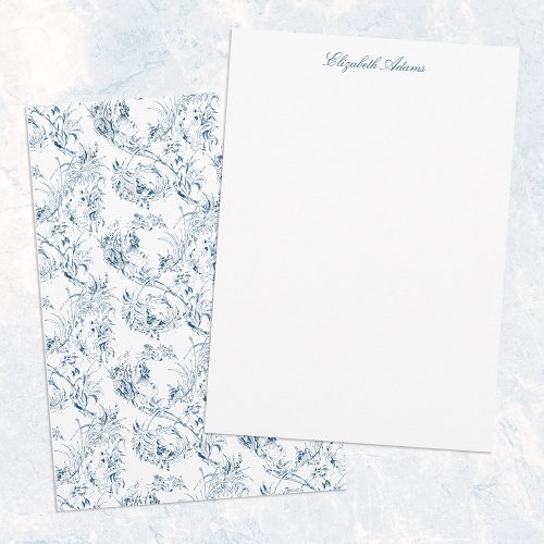 Vintage Engraved French Floral Fantasy Toile_Blue Note Card