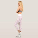 Vintage Engraved French Floral Fantasy Toile-Pink  Capri Leggings<br><div class="desc">Elegant vintage 19th century pink-on-white toile pattern adapted from a French drawing in the Smithsonian collection featuring fantasy flowers,  leaves and vines with a cupid,  indigenous warrior and human figures. Waistband color is customizable.</div>