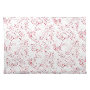 Vintage Engraved French Floral Fantasy Toile-Pink Cloth Placemat