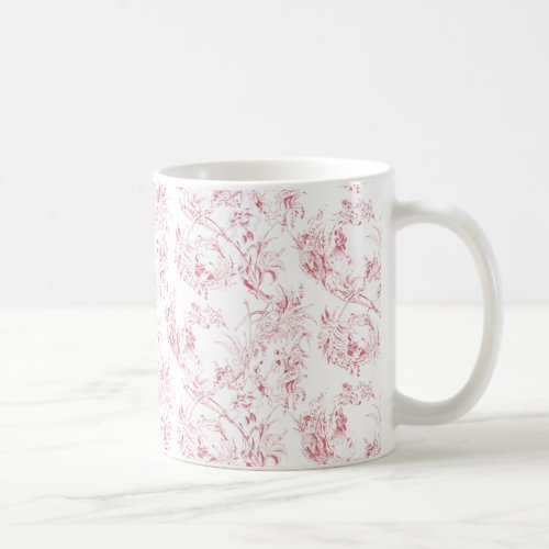 Vintage Engraved French Floral Fantasy Toile_Pink  Coffee Mug