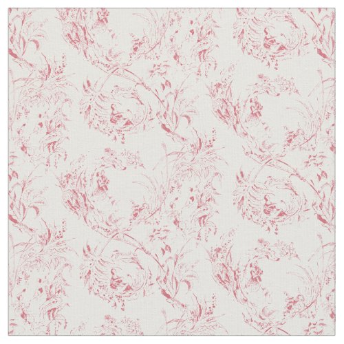 Vintage Engraved French Floral Fantasy Toile_Pink Fabric