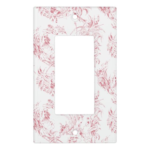Vintage Engraved French Floral Fantasy Toile_Pink  Light Switch Cover